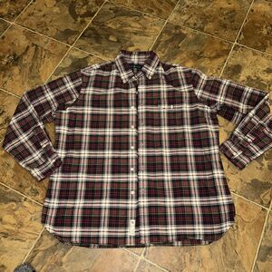 Ralph Lauren Shirt Mens XL Red White Black Plaid Long Sleeve Button Down Casual